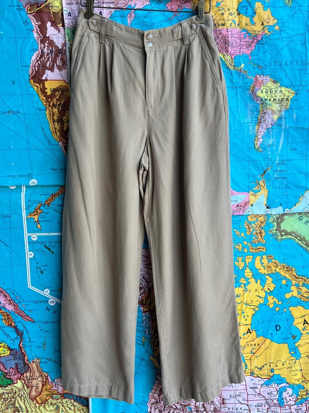 Madewell Wide Leg Pants in Olive Tan
